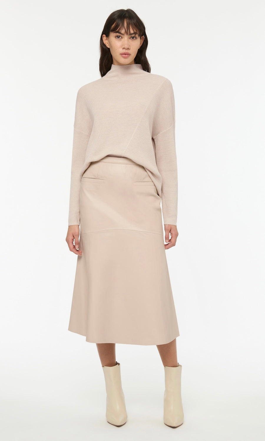 Manning Cartell The Fearless Leather Midi Skirt In Almond