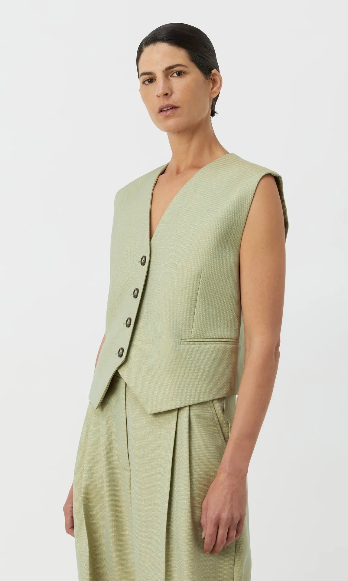 Camilla and Marc Jaccard Wool Vest In Lime Blue