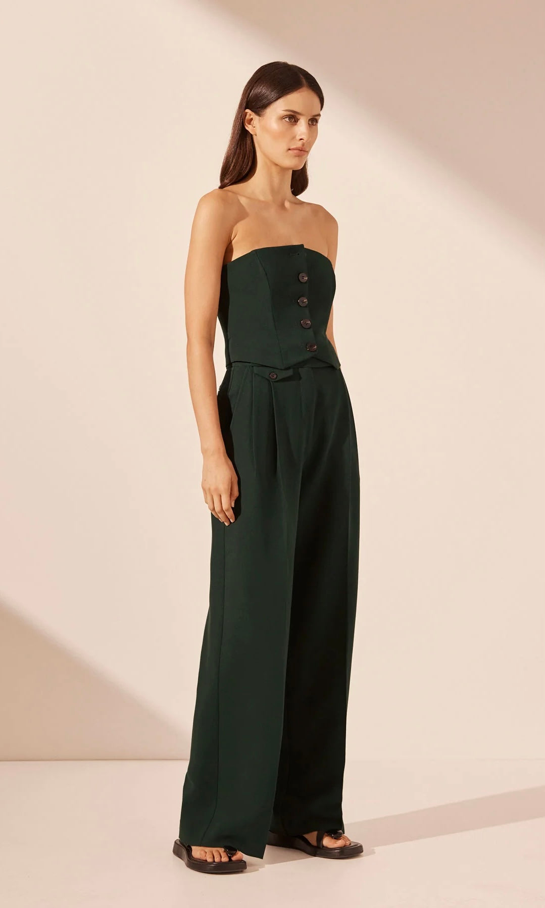Shona Joy Irena High Waisted Tailored Pant In Deep Forest