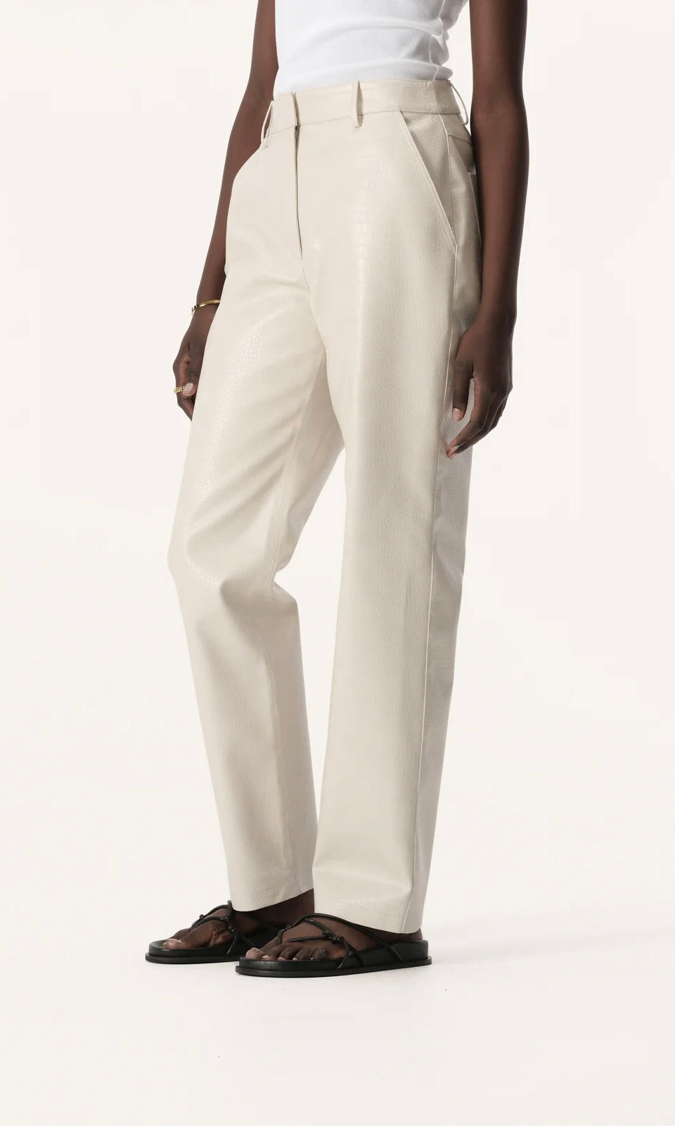 Elka Collective Clements Pant In Ivory Croc