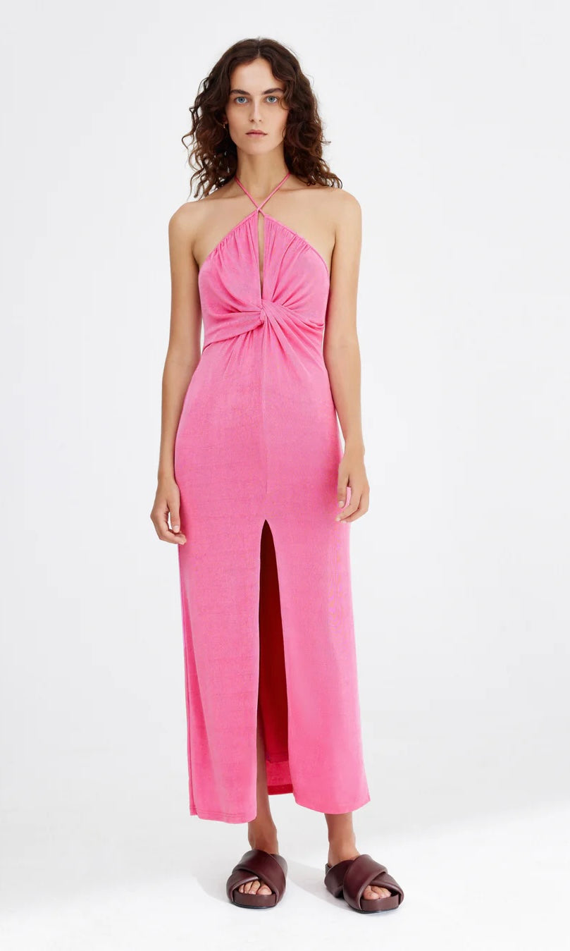 Significant Other Millie Halter Dress In Pop Pink