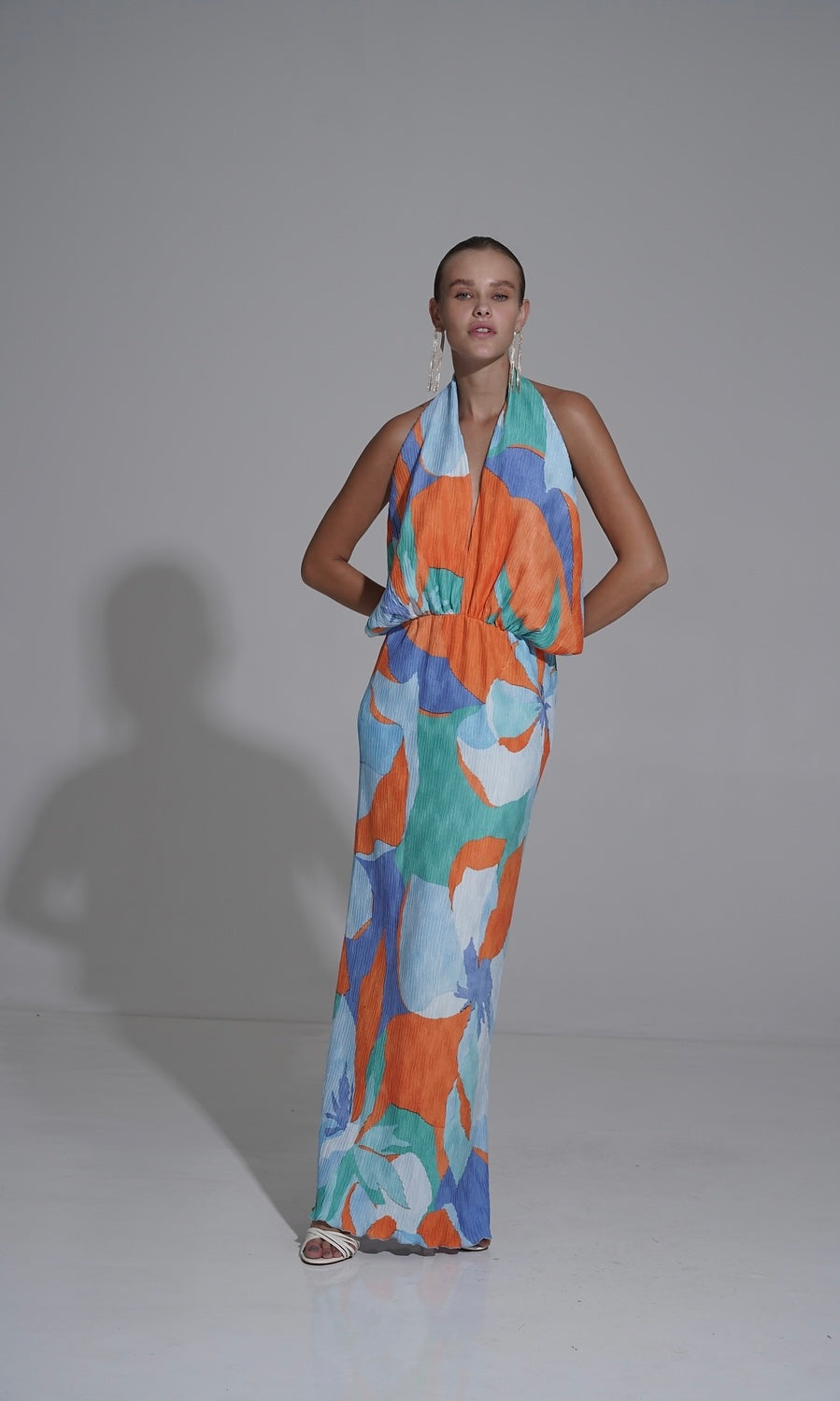 L'Idee Riviera Sleeveless Gown Un Capri Orange Crepe
