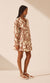 Shona Joy Mouillage Long Sleeve Mini Dress In Bone/Brown
