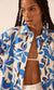 Shona Joy Bleue Scallop Cutout Oversized Shirt In Ivory/Aqua