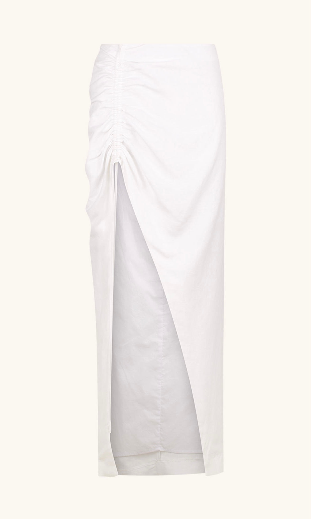 Shona Joy Blanc Ruched Drawstring Midi Skirt In Ivory