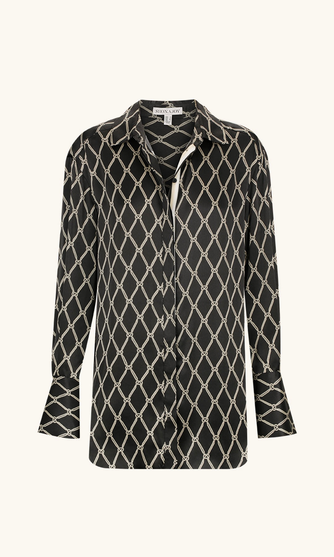 Shona Joy Corde Silk Contrast Relaxed Shirt In Black/Cream