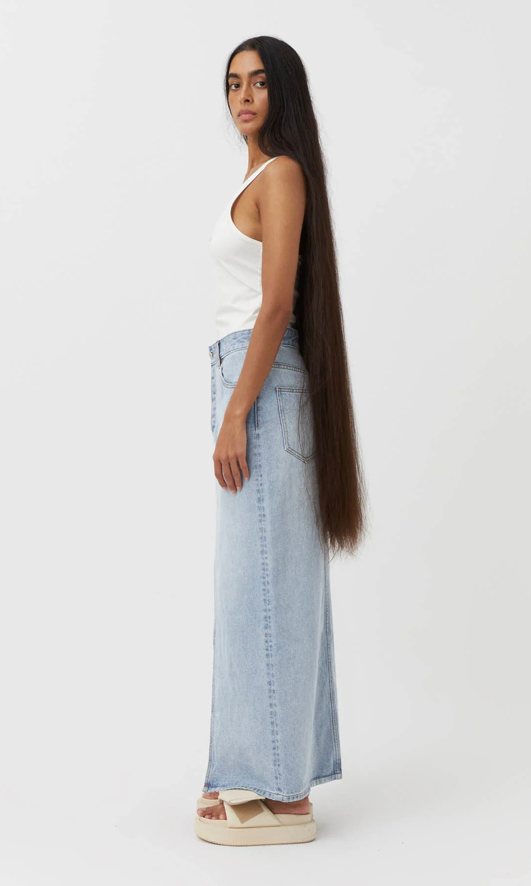 Camilla & Marc Phoebe Maxi Skirt In Washed Blue