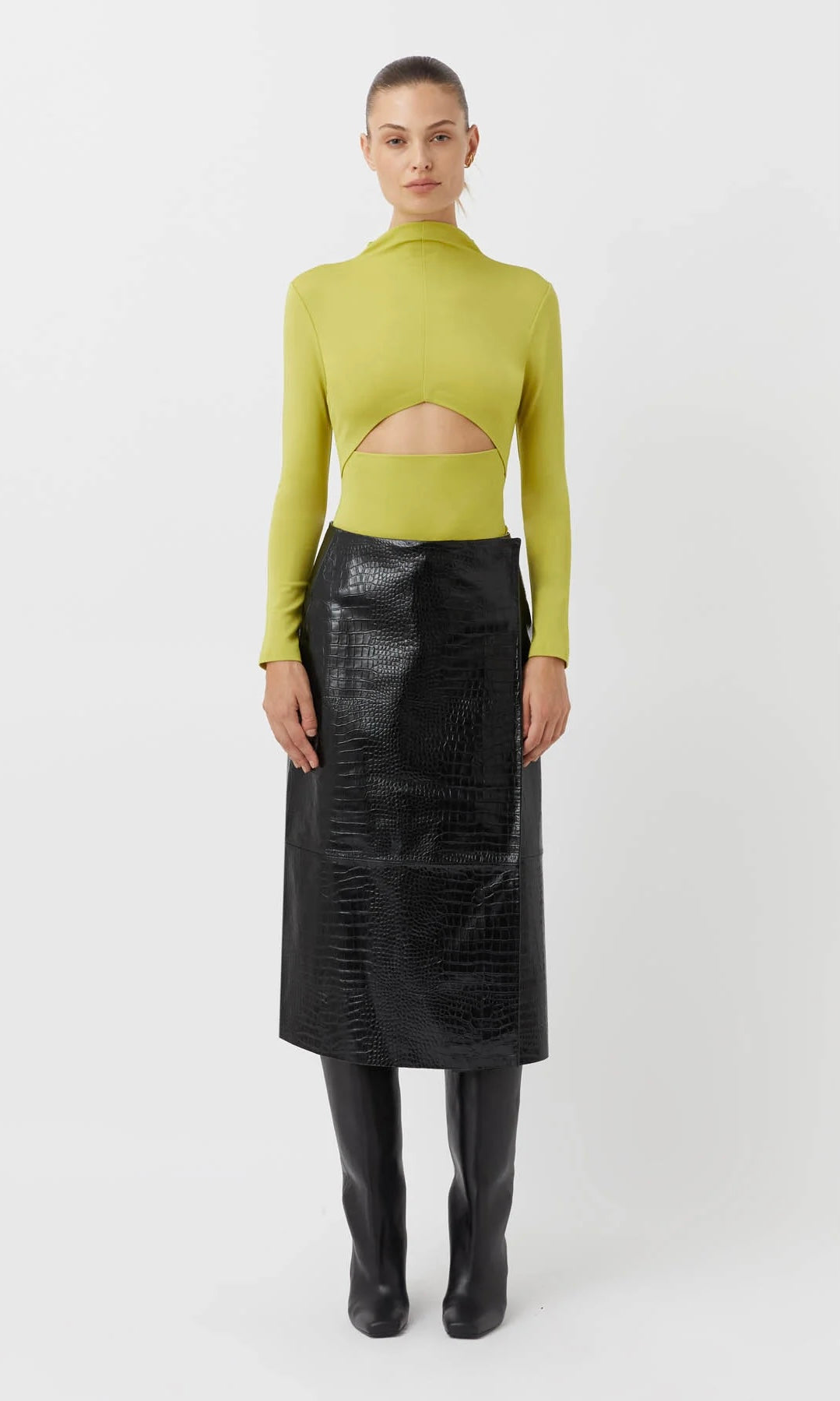 Camilla and Marc Florian Leather Midi Skirt In Black