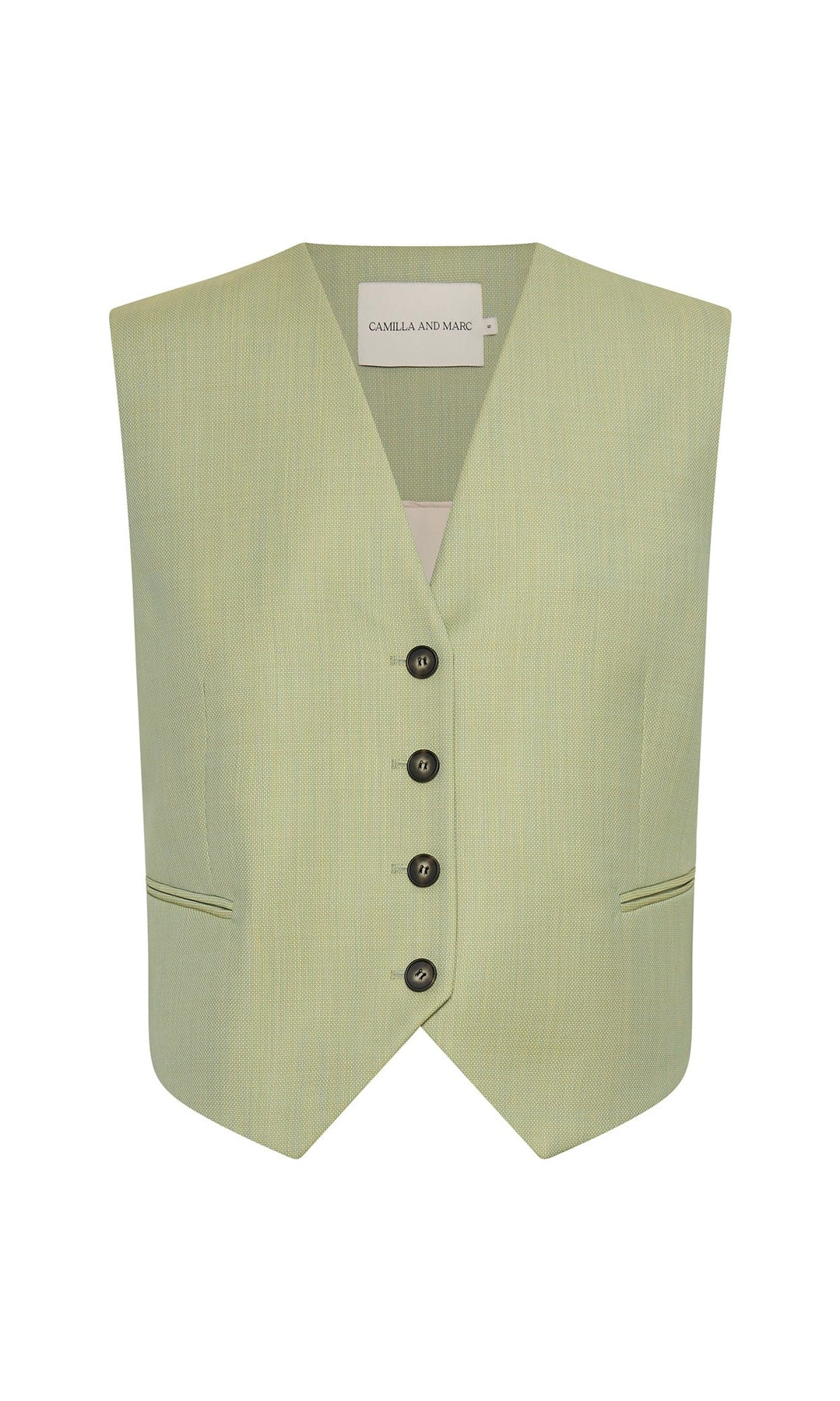 Camilla and Marc Jaccard Wool Vest In Lime Blue
