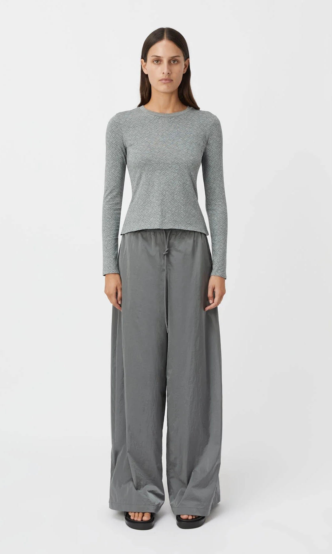 Camilla and Marc Renee Fitted Long Sleeve Top In Grey Marle