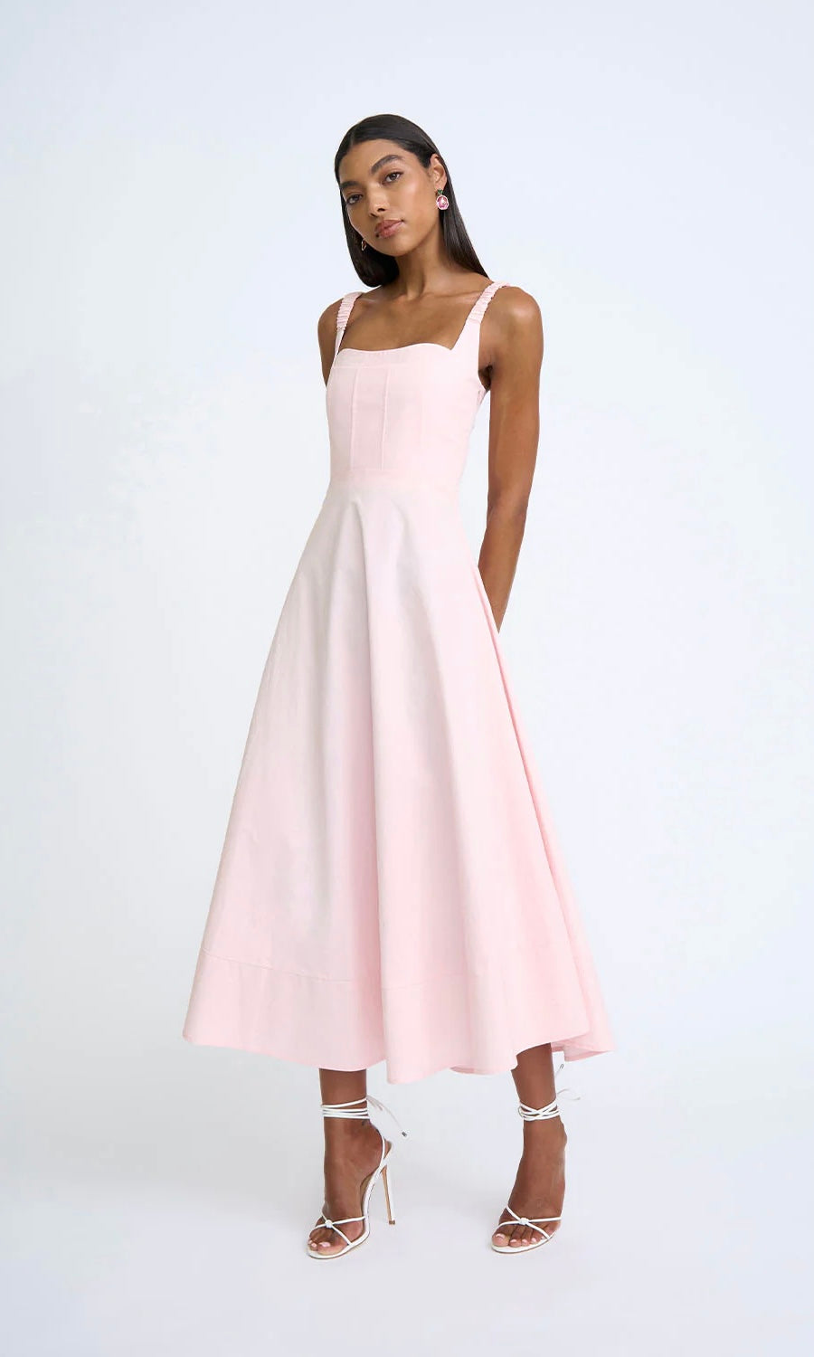 By Johnny Daphne Bust Midi Dress In Soft Pink