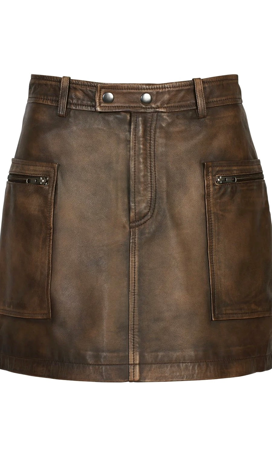 Ena Pelly Lennie Leather Mini Skirt In Worn Brown