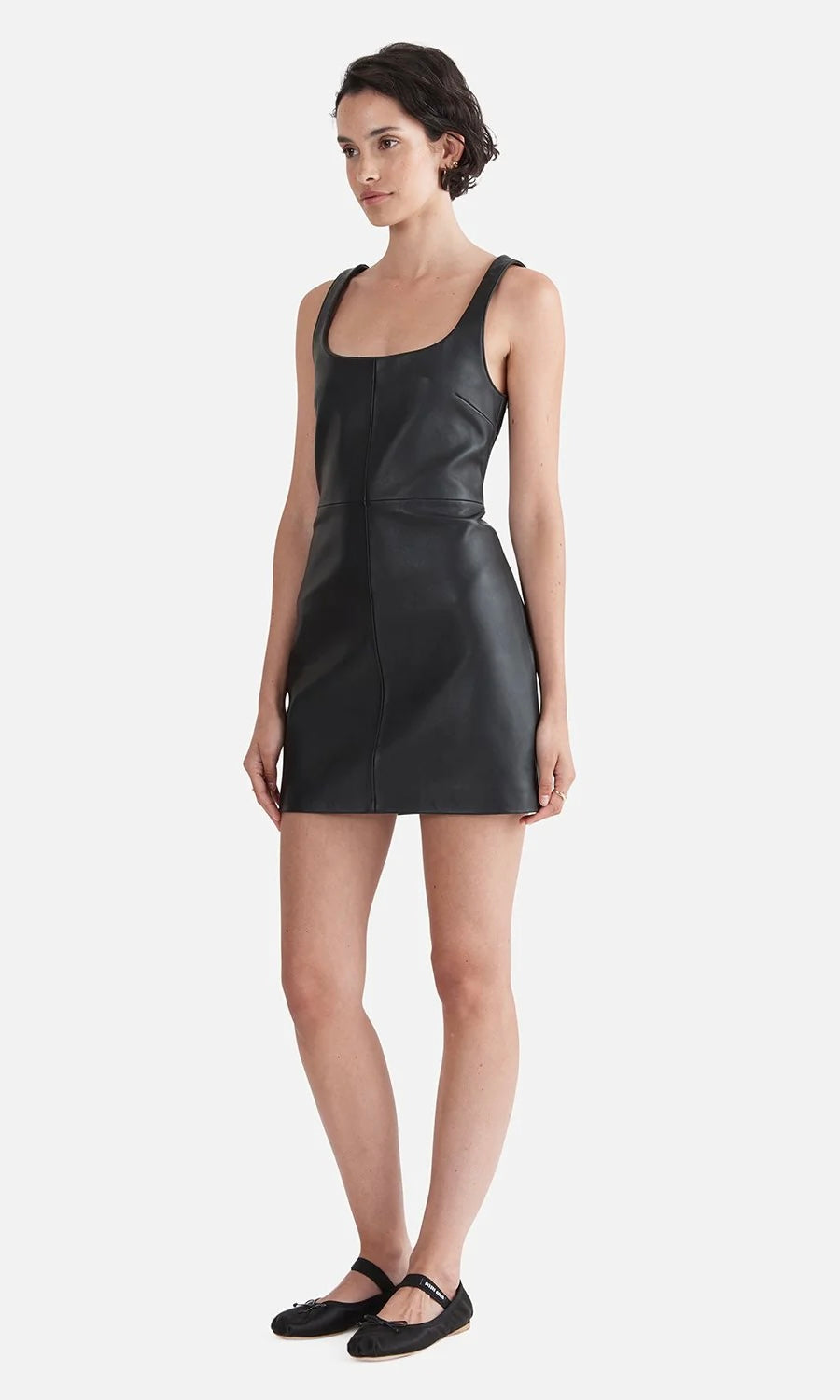 Ena Pelly Delaney Leather Mini Dress In Black