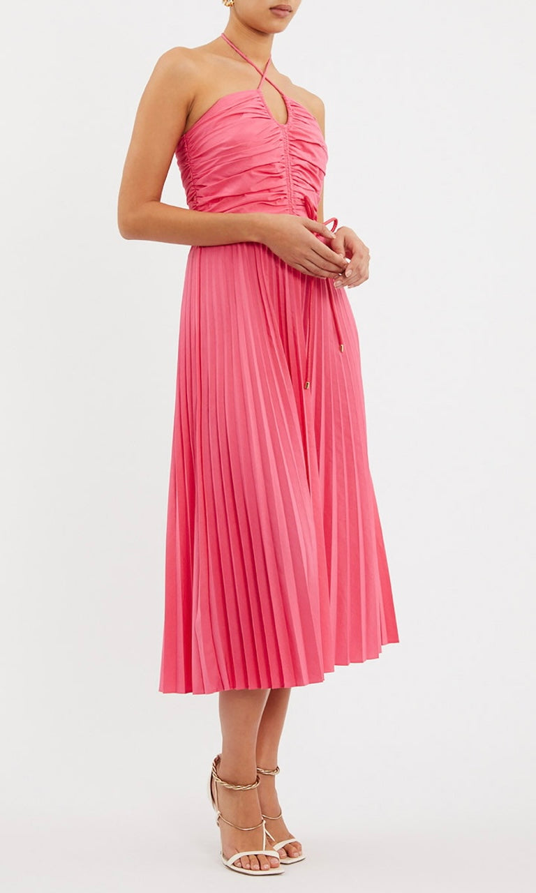 Rebecca Vallance Rosa Halter Midi Dress In Pink