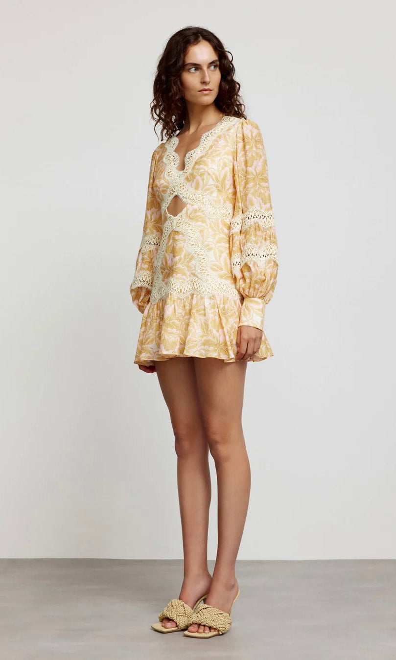 Significant Other Fallon Mini Dress In Gold Lotus