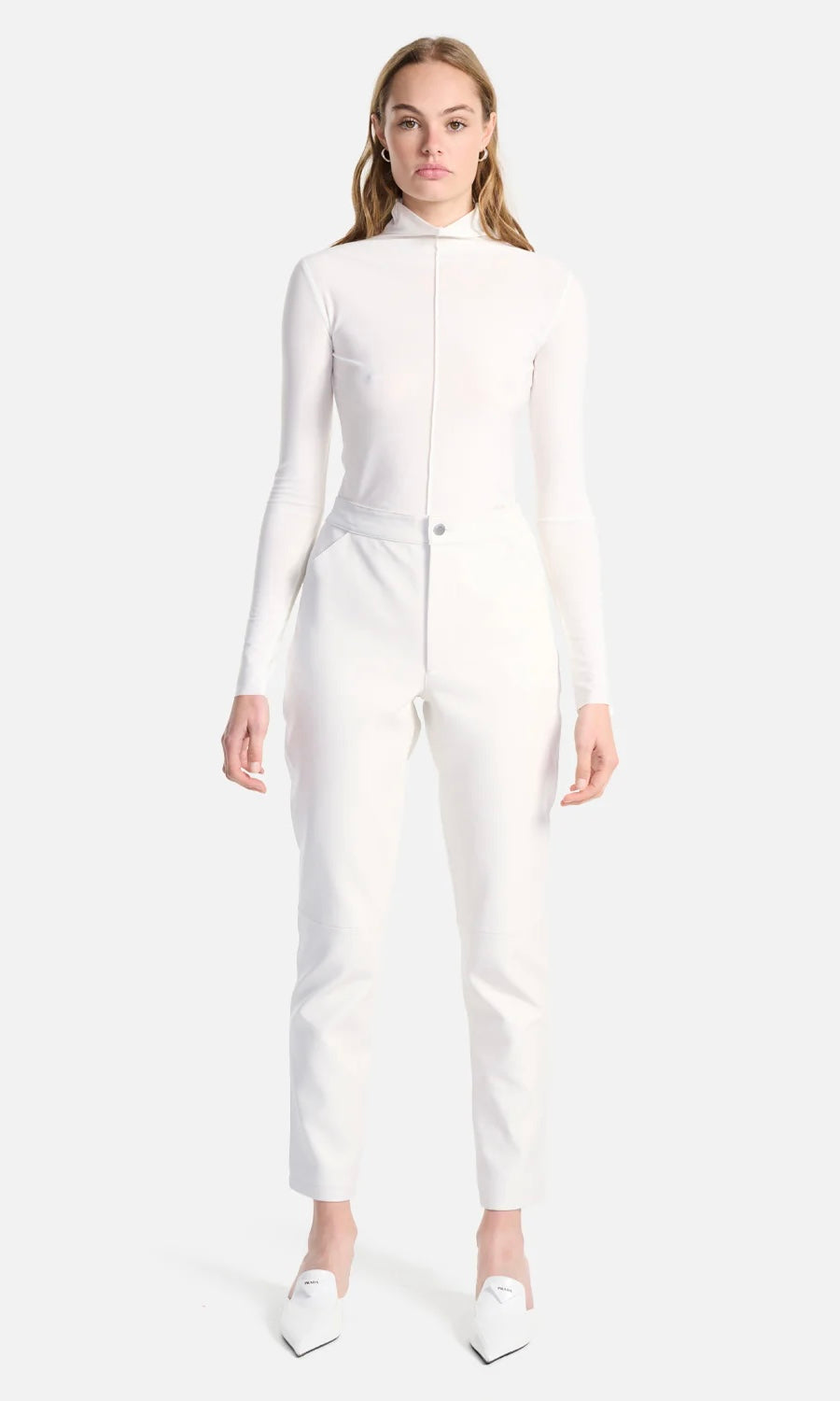Ena Pelly Ava Leather Pant In Vintage White