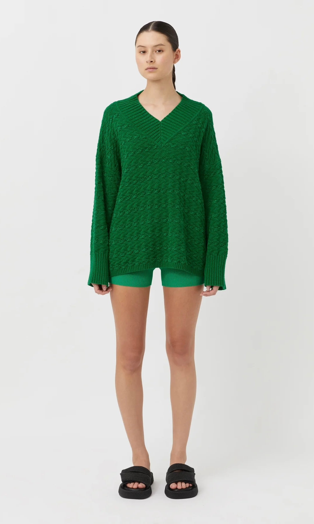 Camilla and Marc Ainsley Stripe Sweater In Emerald