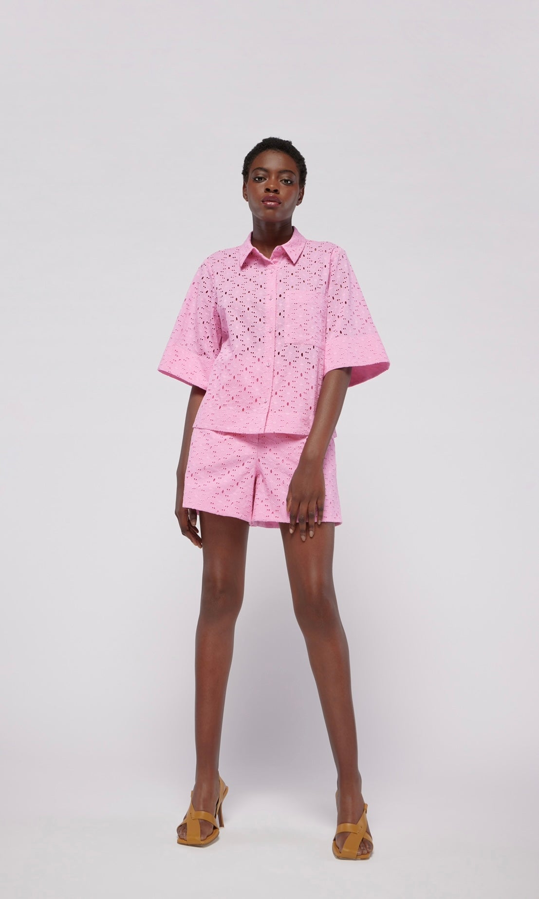 Sunset Lover Lucca Broidery Shirt In Begonia Pink