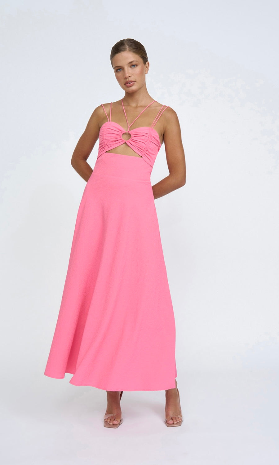 By Johnny Isola Bella Strap Midi Dress In Pink