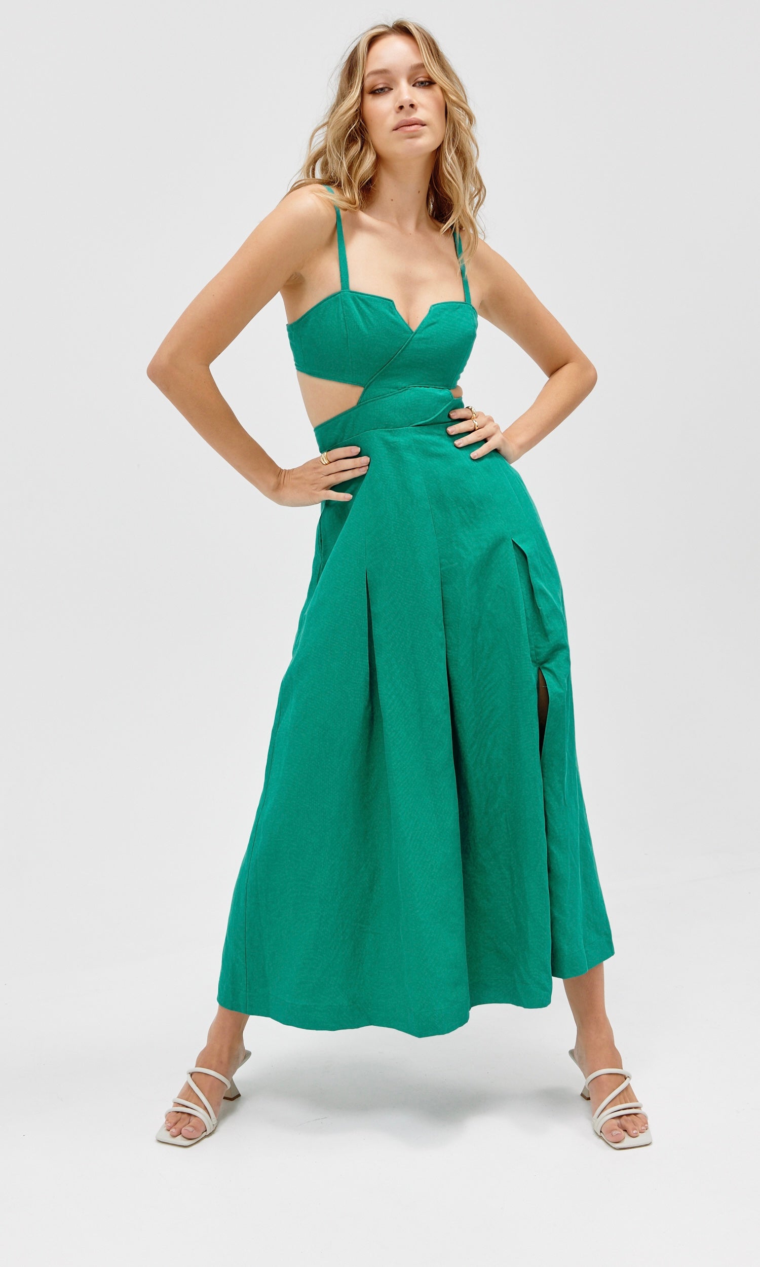 Sovere Forte Midi Dress In Emerald